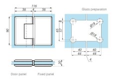 GX990.2PC - Záves pre sklo - sklo 180°