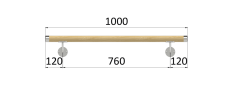 Madlo drevené (1000mm), materiál: buk, brúsený povrch s náterom BORI (bezfarebný), set: 2 ks úchyt, madlo s nerezovým uk