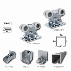 Samonosný systém 80x80x5 mm pro posuvné brány do 300 kg / 5 m průjezd (W39/80Zn 6 m pozinkovaný profil, 2x W35MR/N, 1x W36/80, 1x W37M, 1x W32/80)
