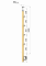 Dřevěný sloup, boční kotvení, 4 řadový, průchozí, vnitřní, vrch pevný (ø42 mm), materiál: buk, broušený povrch bez nátěru
