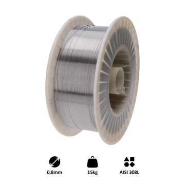 Svařovací drát / AISI 308L (0.8 mm) 15 kg, pro svařování MIG-MAG nerez