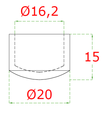 Ukončení na trubku ø 16mm, broušená nerez K320 /AISI304