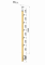 Dřevěný sloup, boční kotvení, 5 řadový, průchozí, vnitřní, vrch pevný (ø 42mm), materiál: buk, broušený povrch bez nátěru