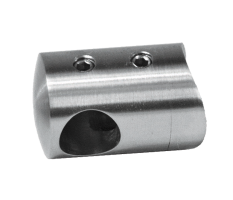 Držák tyče ø 12 mm (koncový-levý) na trubku ø 42,4 mm (30x22 mm), broušená nerez K320 / AISI304