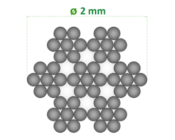 Nerezové lanko ø 2mm (7x7 dr.) /AISI316, barva: černá