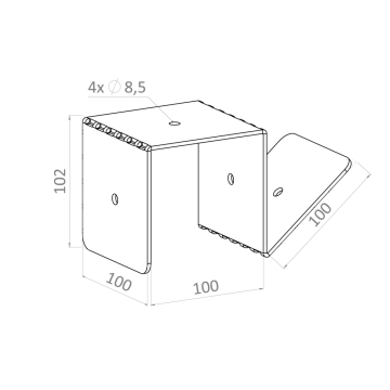 Spojka na hranol 100x100mm, pozinkovaná ocel