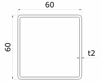 Profil uzavřený 60x60x2mm, cena za 1ks(1m), broušená nerez /AISI304 - Délka: 1m