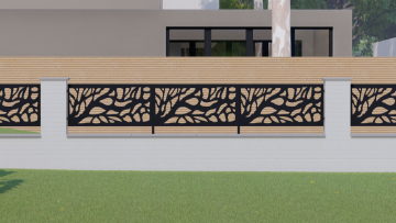 Designová kovová výplň, laserem vypálený vzor 1238, rozměr 1000x2000x2,5 mm, bez povrchové úpravy, perforace 37%