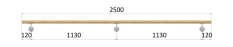 Madlo drevené (2500mm), materiál: buk, brúsený povrch s náterom BORI (bezfarebný), set: 3 ks úchyt, madlo s ukončením