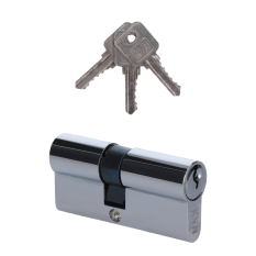 Cylindrická vložka EURO 30/35mm, nikel-satina, 3 kľúče, skrutka M5x65mm