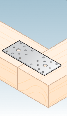 Plochá spojka 140x55mm, 2,5mm pozink, počet děr o průměru 5mm-20ks, 11mm-2ks