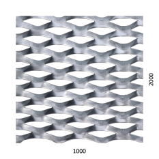 Tahokov Fe kosočtvercové oko: 62x25 mm, můstek: 9 mm (1000x2000x1,5 mm)