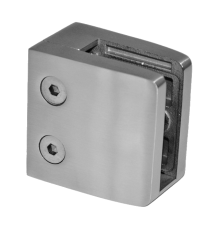 Svorka skla plochá (52x52x32 mm), broušená nerez K320 / AISI304, balení neobsahuje gumičky na sklo