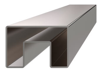 Madlo obdélníkové (60x40x1,5 mm /24x24 mm), cena za 1 ks (2 m), pro sklo 8-17,5 mm, bez gumových těsnění, broušená nerez K320 / AISI304