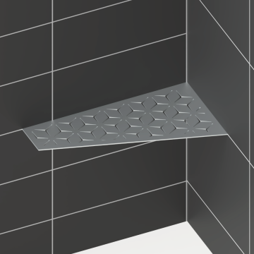 Rohová police do koupelny, broušená nerez AISI 304 / K320