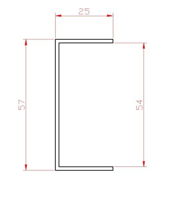 U profil L-2000 mm, 25x57x25x1,5 mm, zinkovaný plech, použití pro lamelu KLZ60Zn, cena za 2 metrový kus