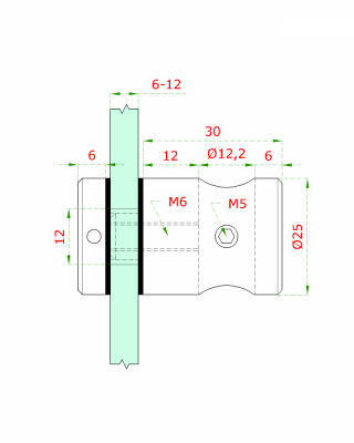 Svorka bodová na trubku ø12 mm, plochá (ø25 mm), broušená nerez K320 / AISI304