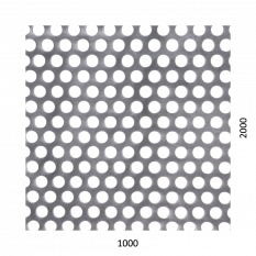 Děrovaný plech kruhový přesazený Zn, otvor: ø 10 mm, rozteč: 15 mm, (1000x2000x1 mm)