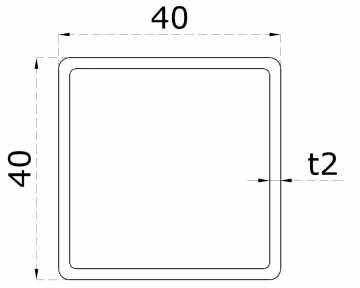 Profil uzavřený 40x40x2mm, cena za 1ks (2m), leštená nerez /AISI304