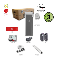 Závora do 6m se zabudovaným majákem a příslušenstvím CT-10224, 1 x SUB44-R, 1 pár FT-32, rameno ASTL6, 1x pryžová páska PROF6, integrovaný semafor zelená/červená