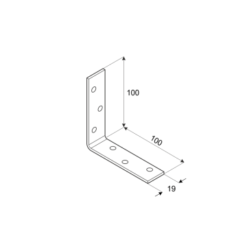 úhelník 100x100x19mm, 2,0mm, galvanicky pozinkovaný, díry průměr 4,5mm - v počte 6ks
