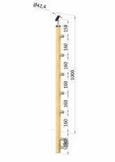 Dřevěný sloup, boční kotvení, 5 řadový, průchozí, vnitřní, vrch nastavitelný (ø 42mm), materiál: buk, broušený povrch bez nátěru