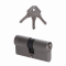 Cylindrická vložka EURO 30/30mm, nikl Satina, 3 klíče, šroub M5x65mm