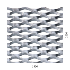 Tahokov Fe kosočtvercové oko: 62x25 mm, můstek: 9 mm (1500x2000x1,5 mm)