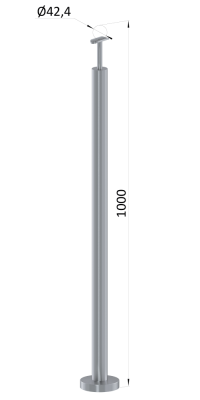 Nerezový sloup, vrchní kotvení, bez výplně, vrch pevný (ø42,4x2 mm), broušená nerez K320 / AISI316