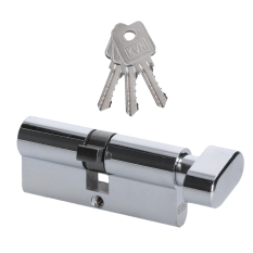 Cylindrická vložka EURO 35/35mm s kulkou, niklová, 3 klíče, šroub M5x65mm,