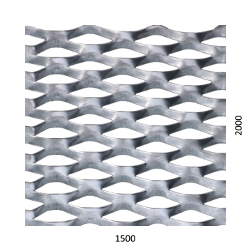 Tahokov Fe kosočtvercové oko: 62x25 mm, můstek: 9 mm (1500x2000x1,5 mm)
