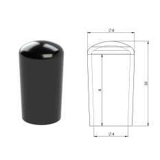 Vnější krytka PVC ø 6 x 10 mm, otvor 4 x 8 mm, černá