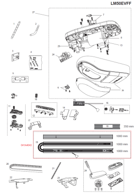 041A4043 kompletní sada kolejnice typu CR5 s příslušenstvím pro montáž