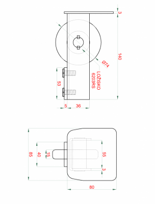 Náběhové kolečko samonosné brány pro profil 80x85x5mm