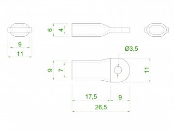 Nerezová lisovací spojka s otvorem pro dvě 3,0 mm lanka, K320 / AISI316