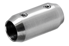 Spoj přímý (18 / 36 mm / M5) na trubku ø 12 mm, broušená nerez K320 / AISI304