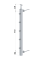 Nerezový sloup na francouzský balkón, boční kotvení, 5 řadový, pravý, vrch pevný, (40x40x2.0 mm), broušená nerez K320 /AISI304