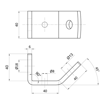 Montážní uhelník pro profil 41x21 a 41x41