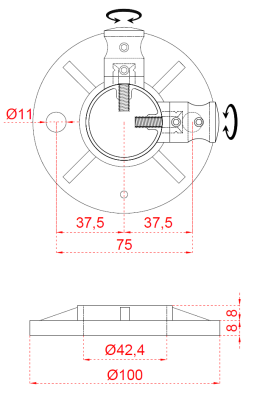 Nerezový sloup, vrchní kotvení, 4 řadový, rohový: 90°, vrch pevný (ø42,4x2 mm), broušená nerez K320 / AISI304