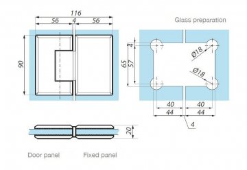 GX990.2 BL - Závěs pro sklo - 180° sklo