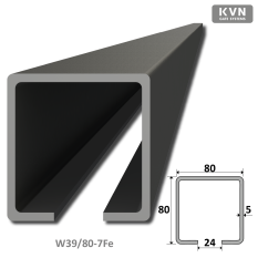 C profil 80x80x5mm L-7000mm čierný Fe, pre samonosný systém posuvnej brány, cena za 7m, možnosť dodania len rozvozom Kovian