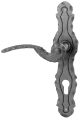 Klika + štítek kovaný 260 x 57 x 3 mm, rozteč 90 mm, bez povrchové úpravy