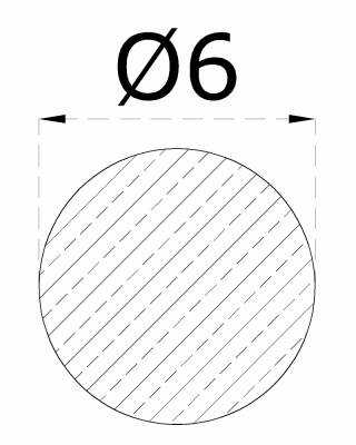 Tyč kruhová ø6 mm, cena za 1 ks (1 m), kartáčovaná nerez / AISI304 - Délka: 1m