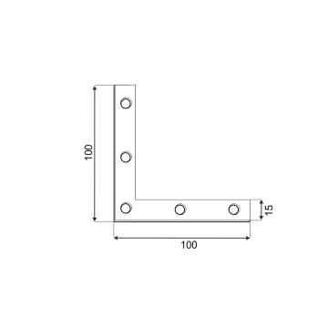Rohovník 100x100x15mm, 2,0mm pozink, počet 4,5mm dier-5ks