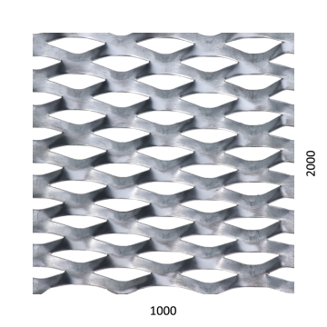 Tahokov Fe kosočtvercové oko: 62x25 mm, můstek: 9 mm (1000x2000x1,5 mm)