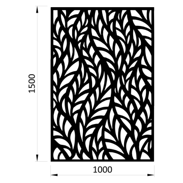Designová kovová výplň, laserem vypálený vzor 1295, rozměr 1000x1500x2,5 mm +/- 0,5%, bez povrchové úpravy, perforace 40%