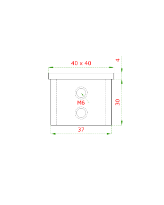 Ukončení - zátka (40x40x1,5 mm) na madlo EB1-JHM40, lepený spoj, broušená nerez K320 / AISI304