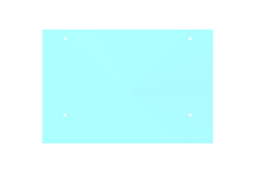 Transparentní ESG / VSG sklo, rozměr 1500x1000mm, tloušťka: 12.76mm s fólií a výřezy na držáky EB1-PRJ, průměr díry ø25mm