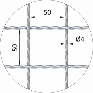 Žebírkové pletené síto - rovné, oko: 50x50mm, průměr pletiva ø4mm, rozměr 1000x2000mm, pozinkované