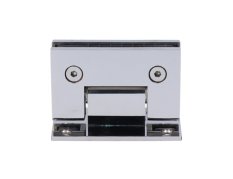 Závěs na skleněný dveřní systém, mezi stěnu a sklo, 90x53x62mm, tloušťka skla 8-10mm, leštěná nerez AISI304, samouzavirání +-15° a samozastavení +-90°